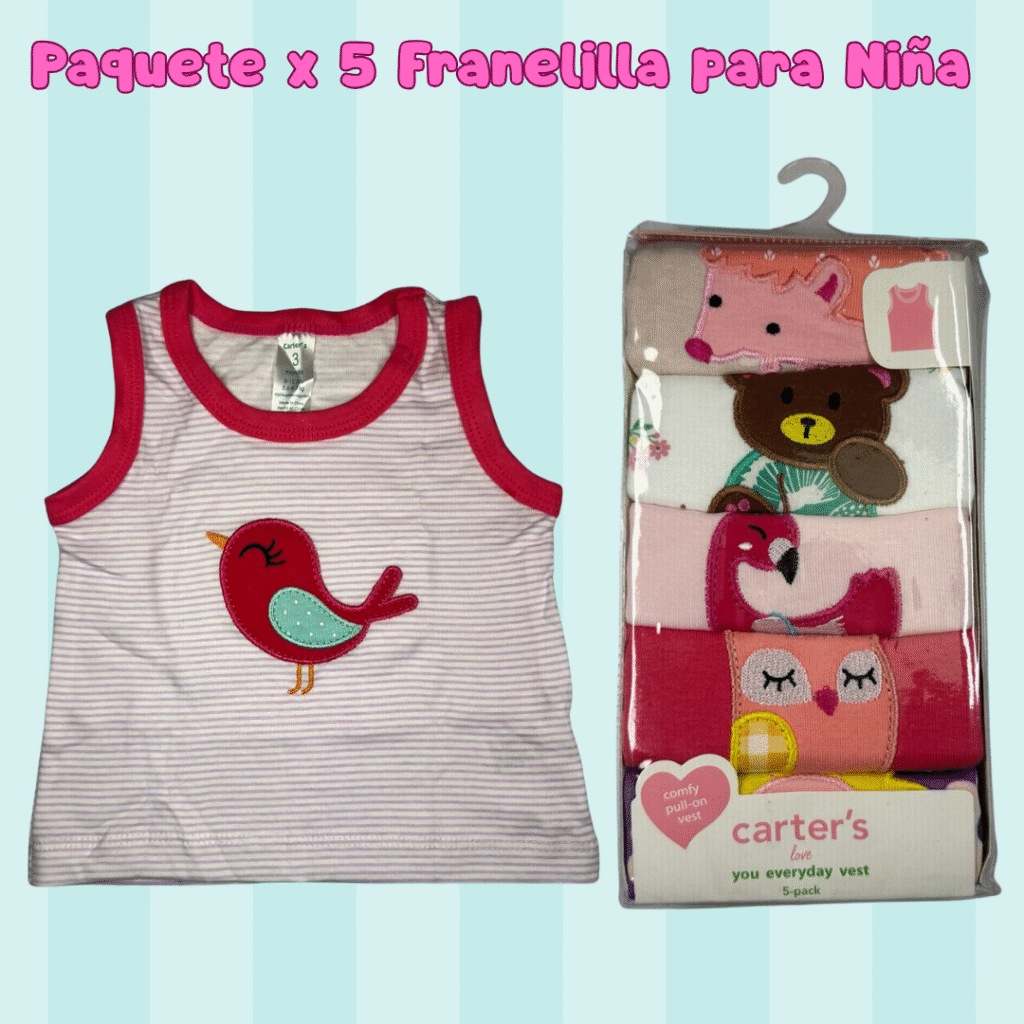Paquete x 5 Franelillas Para niña ref: BB-07