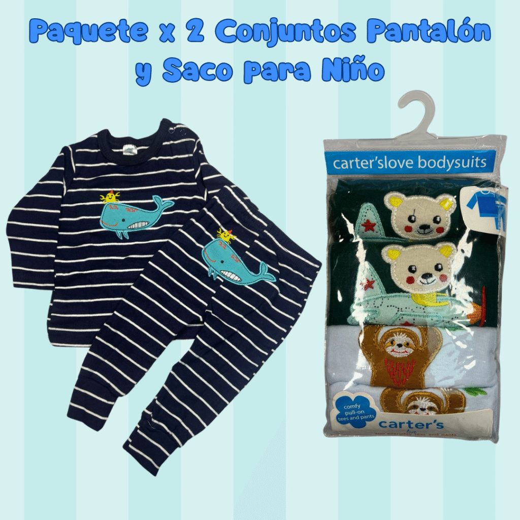 Paquete x 2 conjuntos Pantalon y Saco para niño ref: BB-02