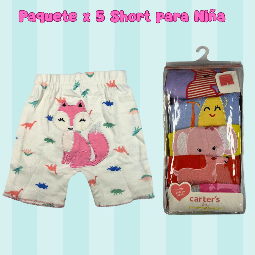 Paquete x 5 Short para niña ref: BB-05