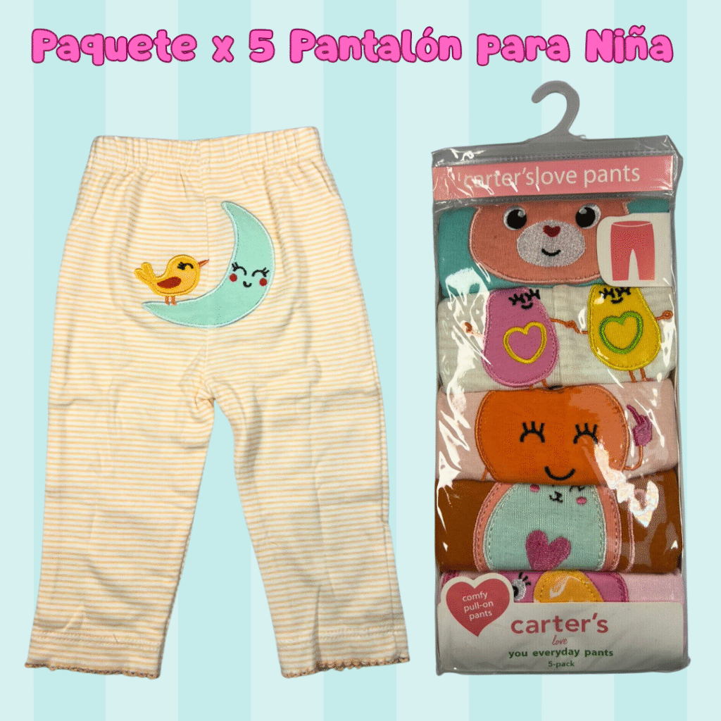 Paquete x 5 pantalón niña ref: BB-18