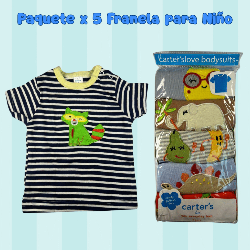 Paquete x 5 Franela para niño ref: BB-03