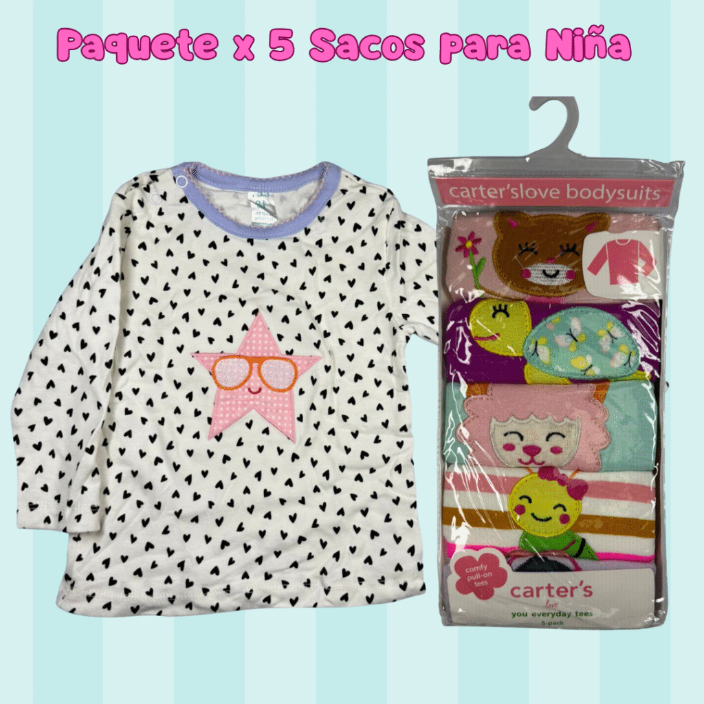 Paquete x 5 Sacos para niña ref: BB-15