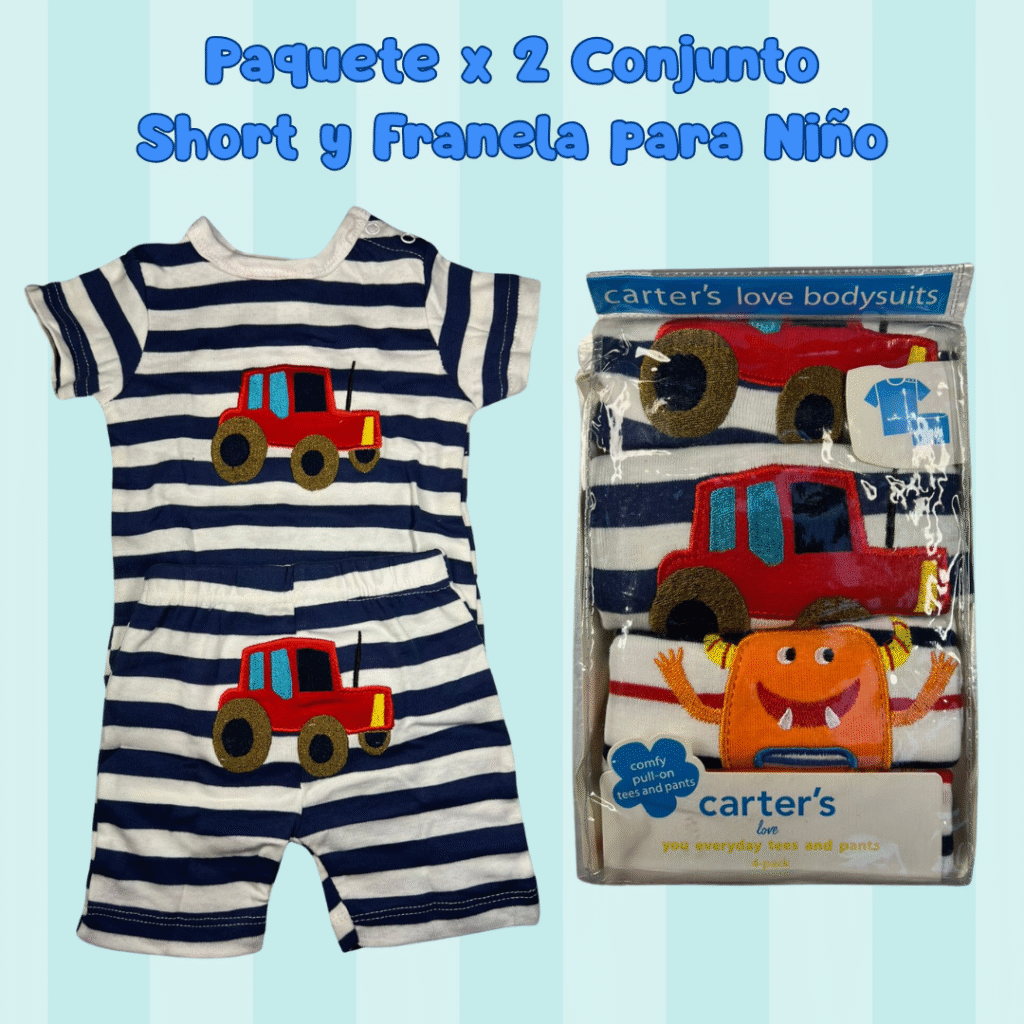 Paquete x 2 Conjunto Short y Franela para Niño ref: BB-11