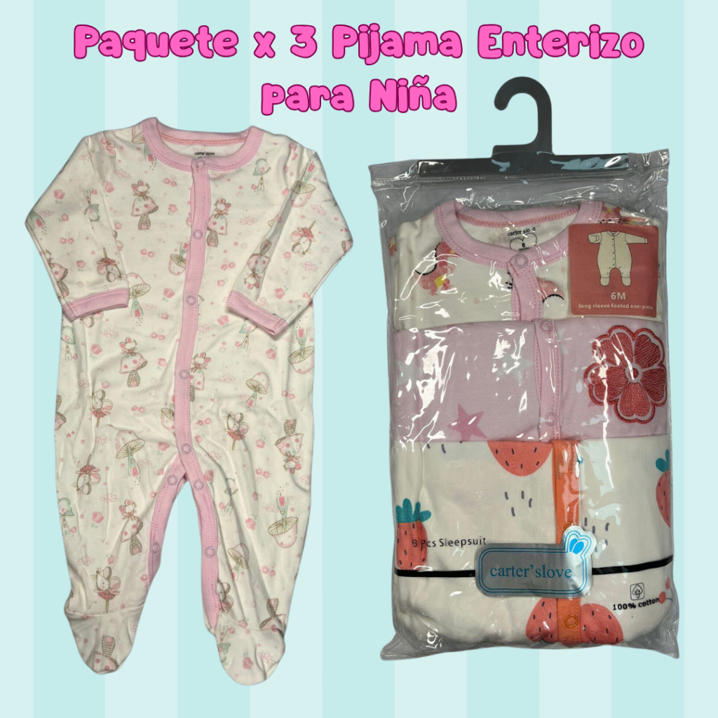 Paquete x 3 Pijama Enterizo Para Niña ref: BB-13